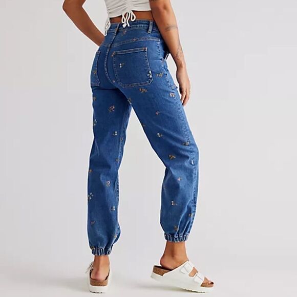 Driftwood x Free People Embroidered Denim Joggers - Picture 3 of 6